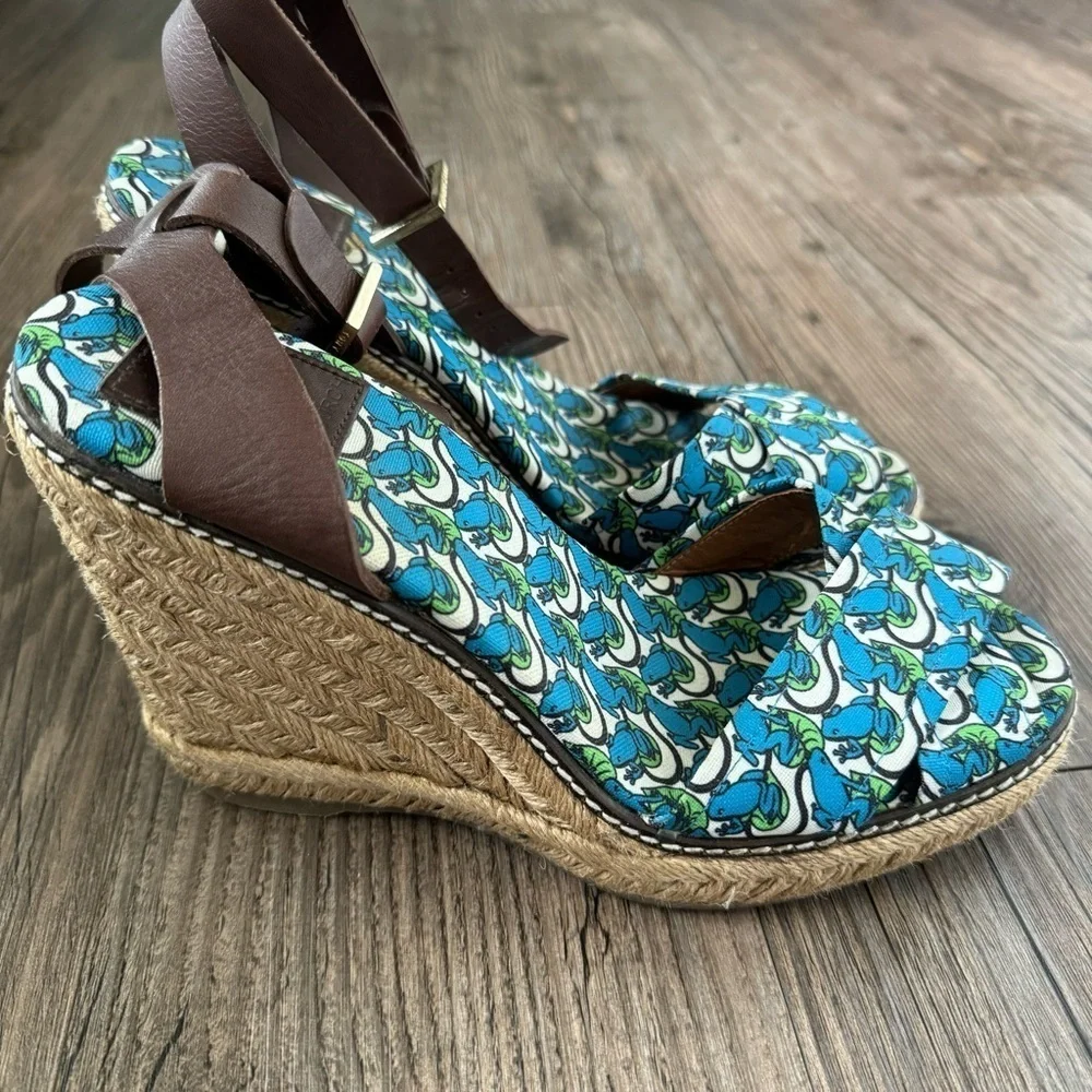 Tory Burch Frog & Lilypad Print Espadrilles Size 9